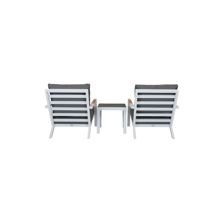 Qopps Ascon set van 2 loungestoelen met 2 voetenbankjes en bijzettafel