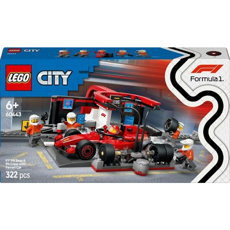 LEGO® City 60443 F1® pitstop en pitcrew met Ferrari auto