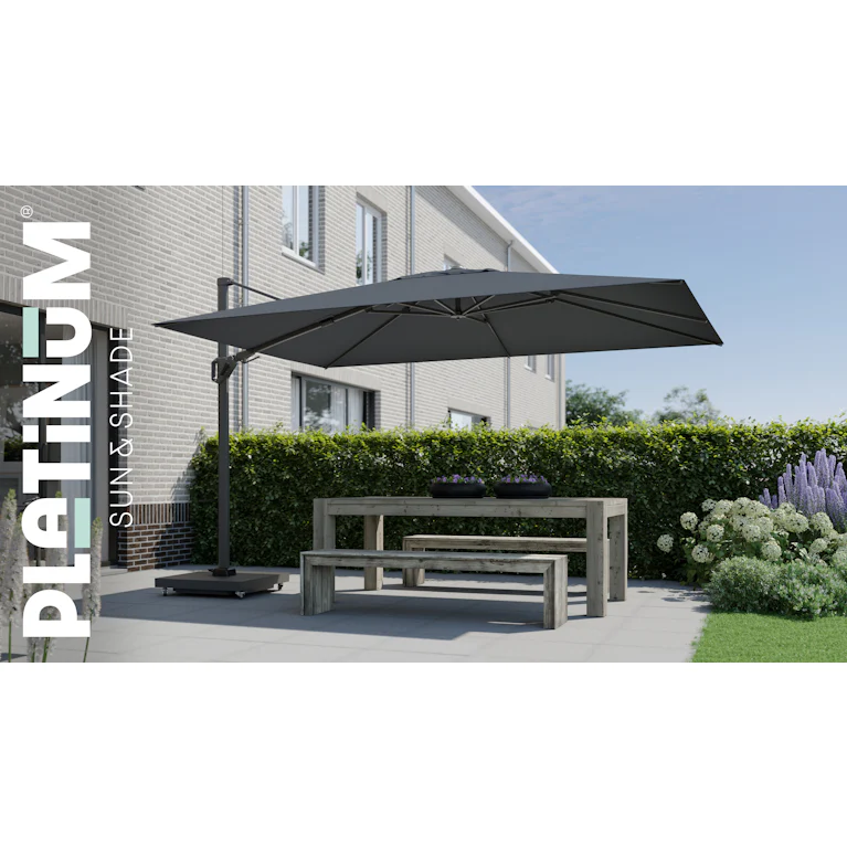 Platinum Challenger zweefparasol T2 premium 2.60x3.50 Antraciet frame Havanna doek