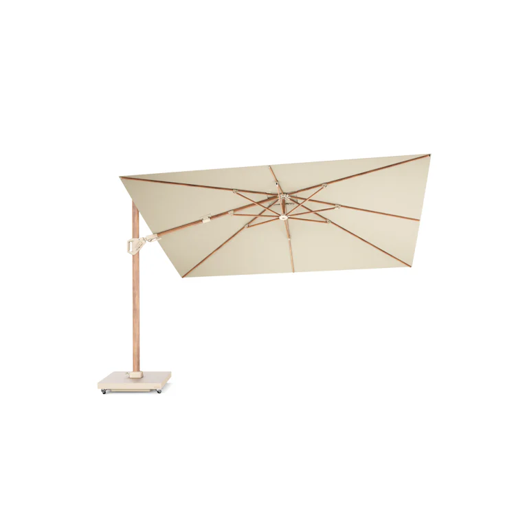 Platinum Challenger zweefparasol T2 premium 2.60x3.50 teak frame Champagne doek