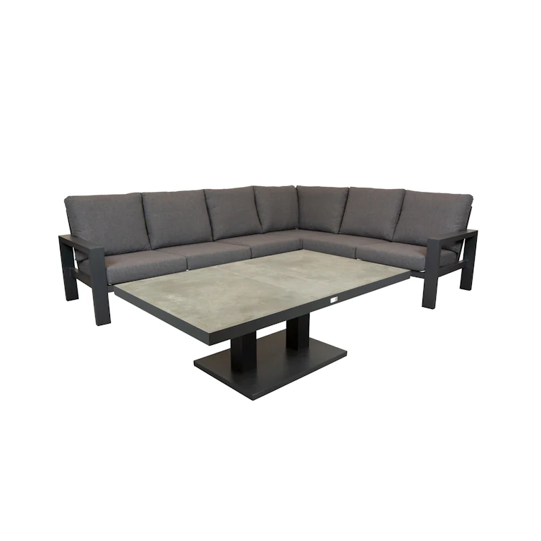 Qopps Montana hoek loungeset met Gooks in hoogte verstelbare tuintafel