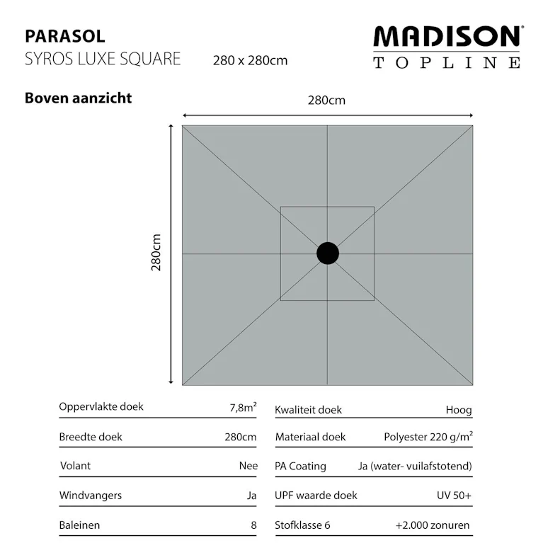Madison Syros luxe parasol 280x280 ecru