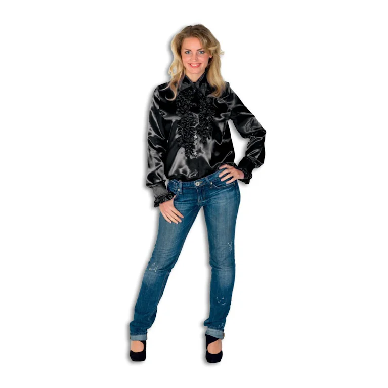 Dames Ruche Blouse Zwart