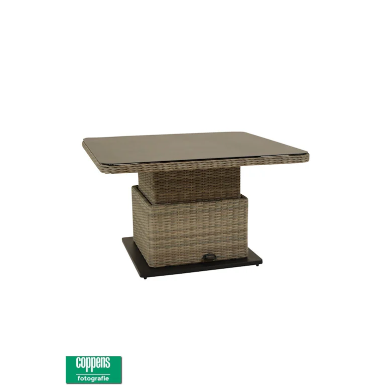 Qopps Sandigo in hoogte verstelbare tuintafel 115 x 115 Kiezel