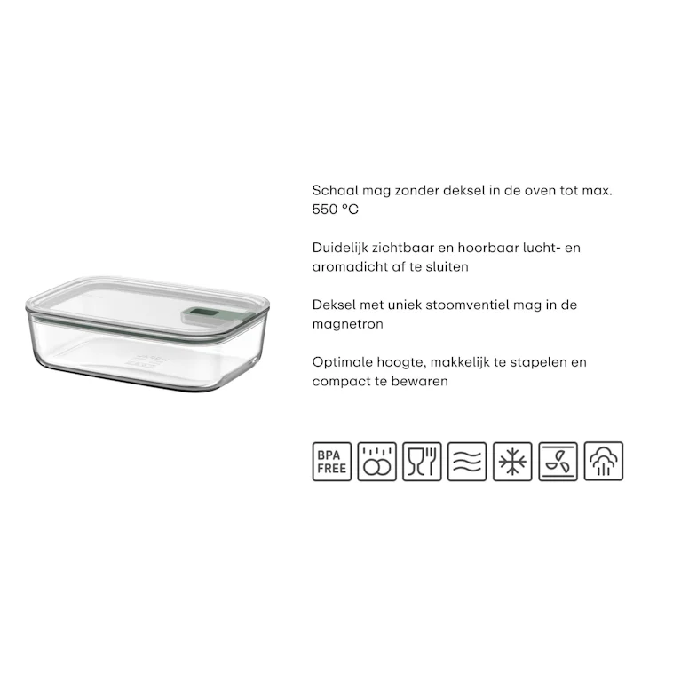 Mepal EasyClip 2.0 glazen vershouddoos 1000 ml nordic sage
